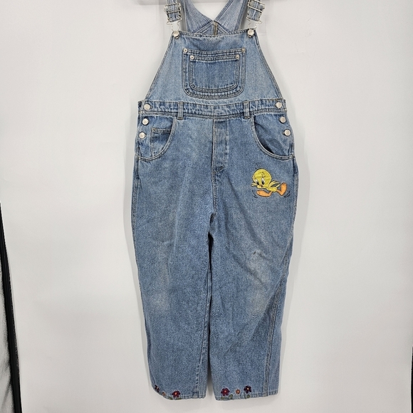 Warner Bros. Other - Vintage 1997 Looney Tunes Tweety Bird Denim Overalls Girls Size 10